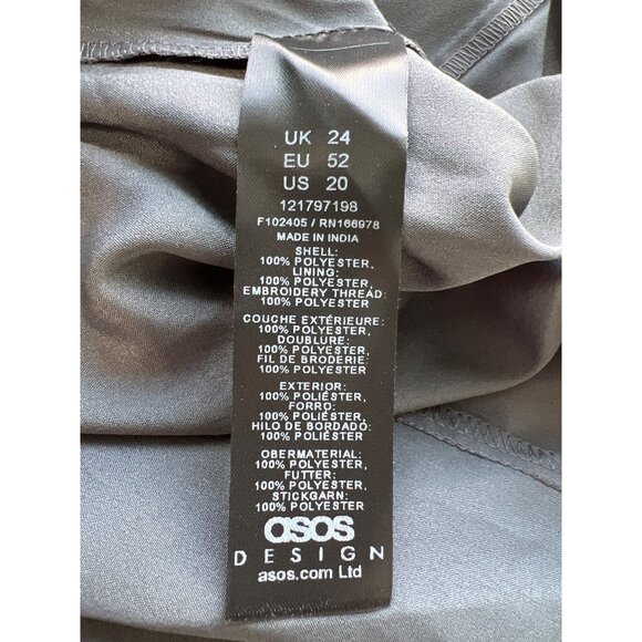 ASOS Design Curve Dress Plus Size 20 Embroidered Long Sleeve Pleated Elegant NEW - Picture 7 of 11